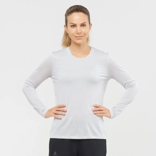 White Salomon Agile Long Sleeve Women's T-Shirts | IE SK2789